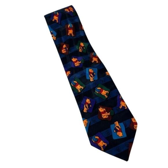 Winnie the Pooh Disney Head in Honey Pot Eating Neck Tie Made in Korea - Picture 1 of 8